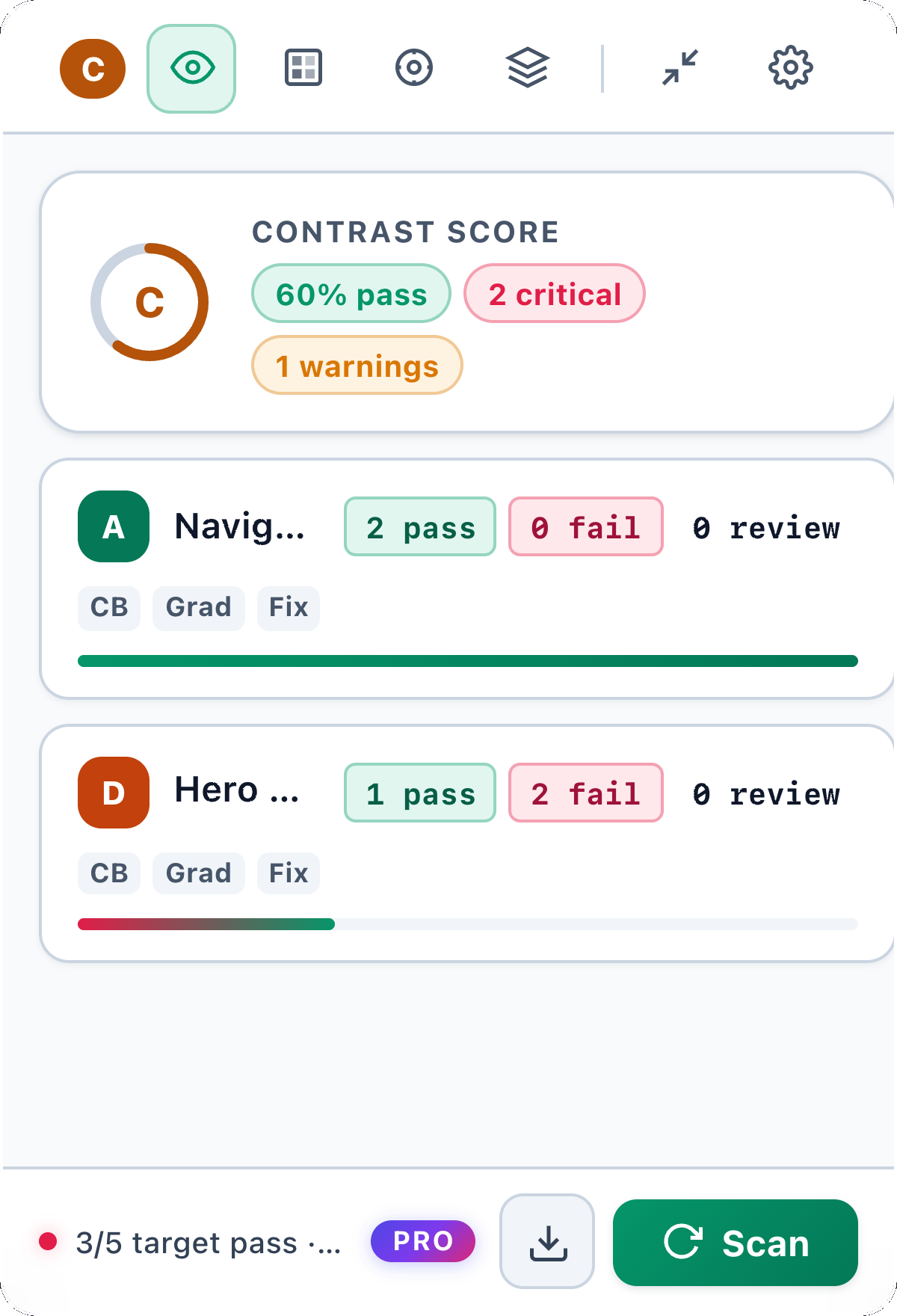 TintSense scan results with Visual Badges enabled